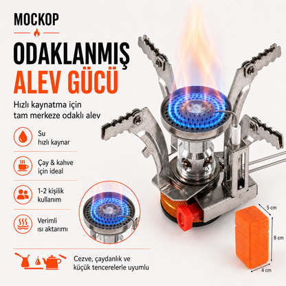 Katlanabilir Mikro Kamp Ocağı – Paslanmaz Çelik Gövde Mini Kamp Ocak Başlığı