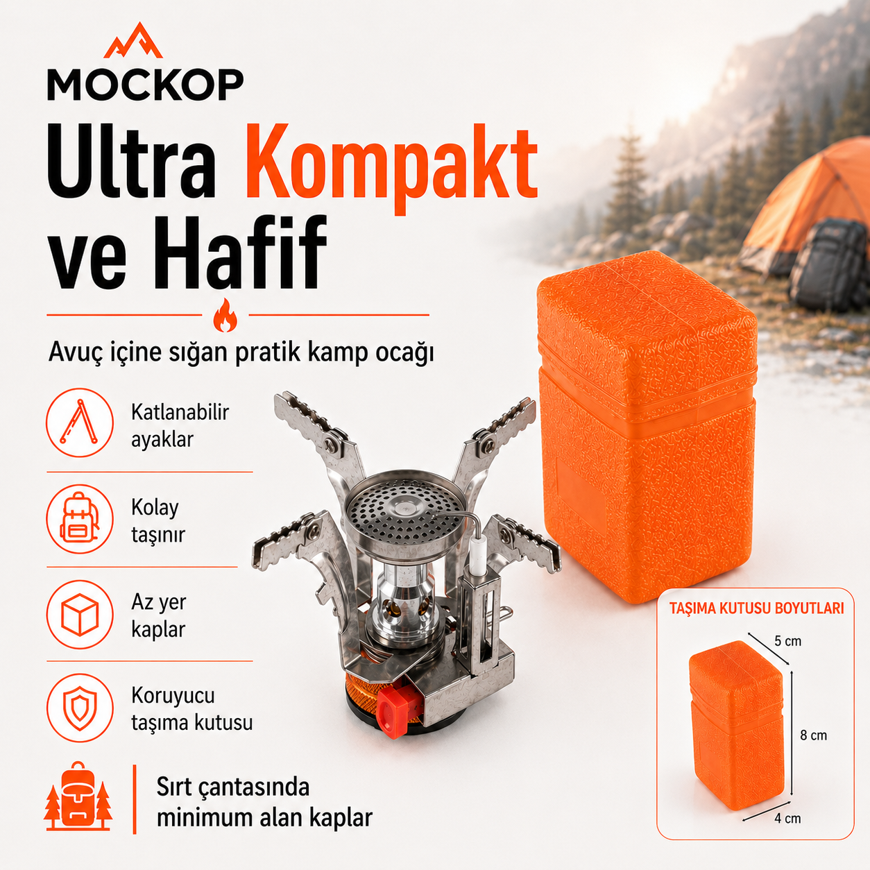 Katlanabilir Mikro Kamp Ocağı – Paslanmaz Çelik Gövde Mini Kamp Ocak Başlığı