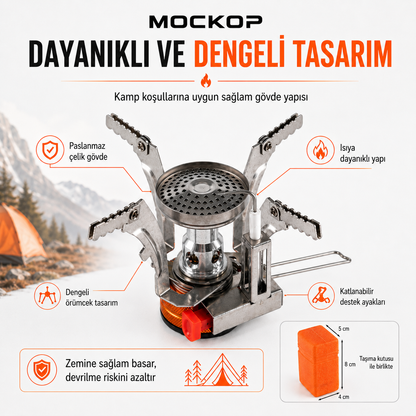 Katlanabilir Mikro Kamp Ocağı – Paslanmaz Çelik Gövde Mini Kamp Ocak Başlığı