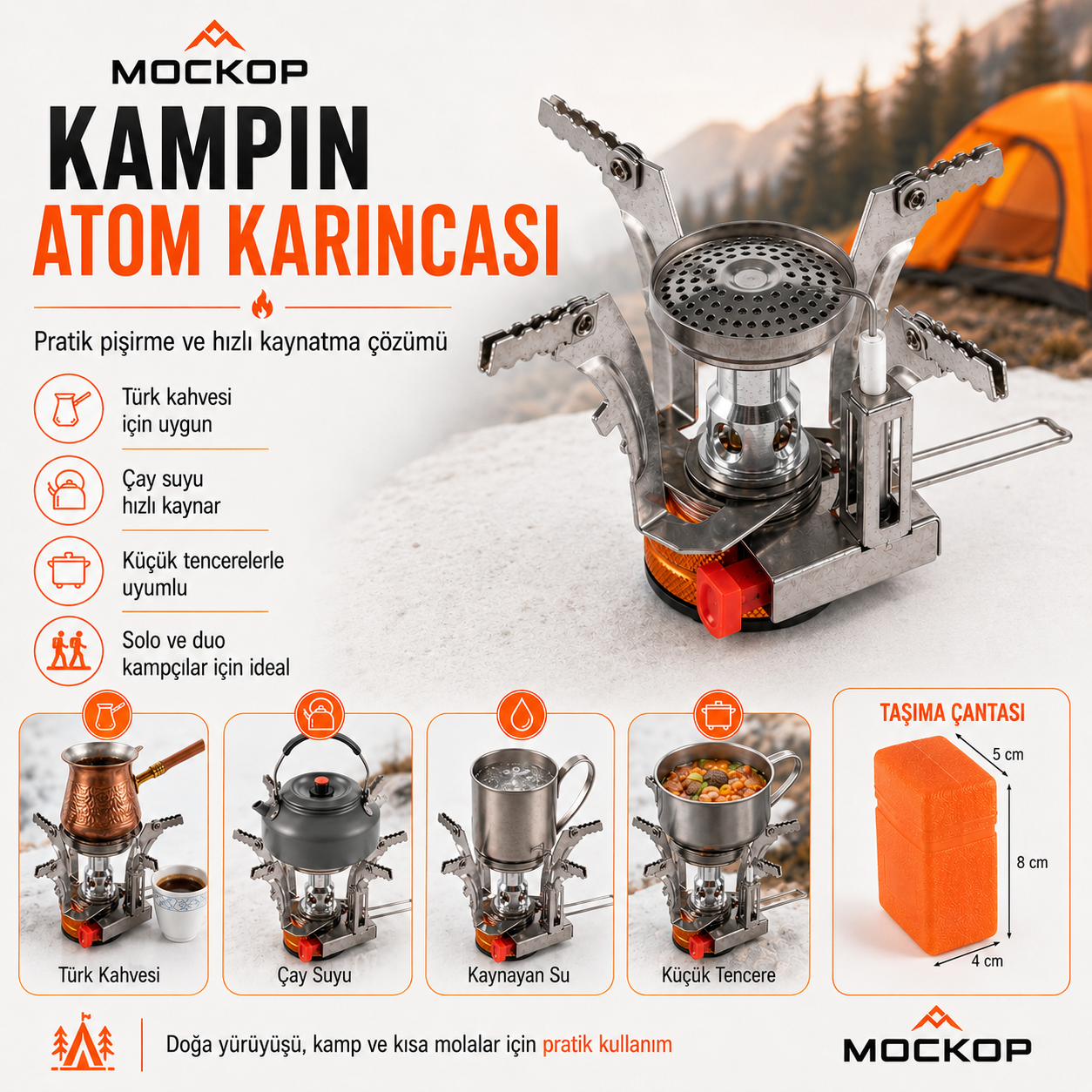 Katlanabilir Mikro Kamp Ocağı – Paslanmaz Çelik Gövde Mini Kamp Ocak Başlığı